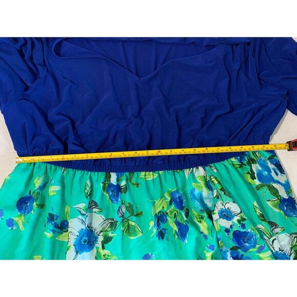 IGIGI by Yuliza Raquel Maxi Dress Floral Blue Green V Neck 30/32 Long Fringe - Picture 10 of 13